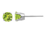 1.10 Carat (ctw) Natural Peridot Solitaire Stud Earrings 5.0mm in 14K White Gold